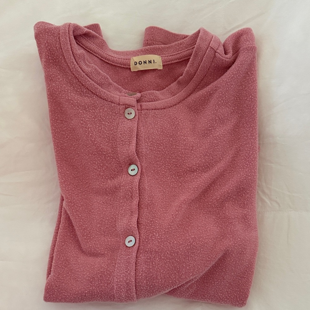 DONNI. Dusty Rose Button-Front Women's Cardigan